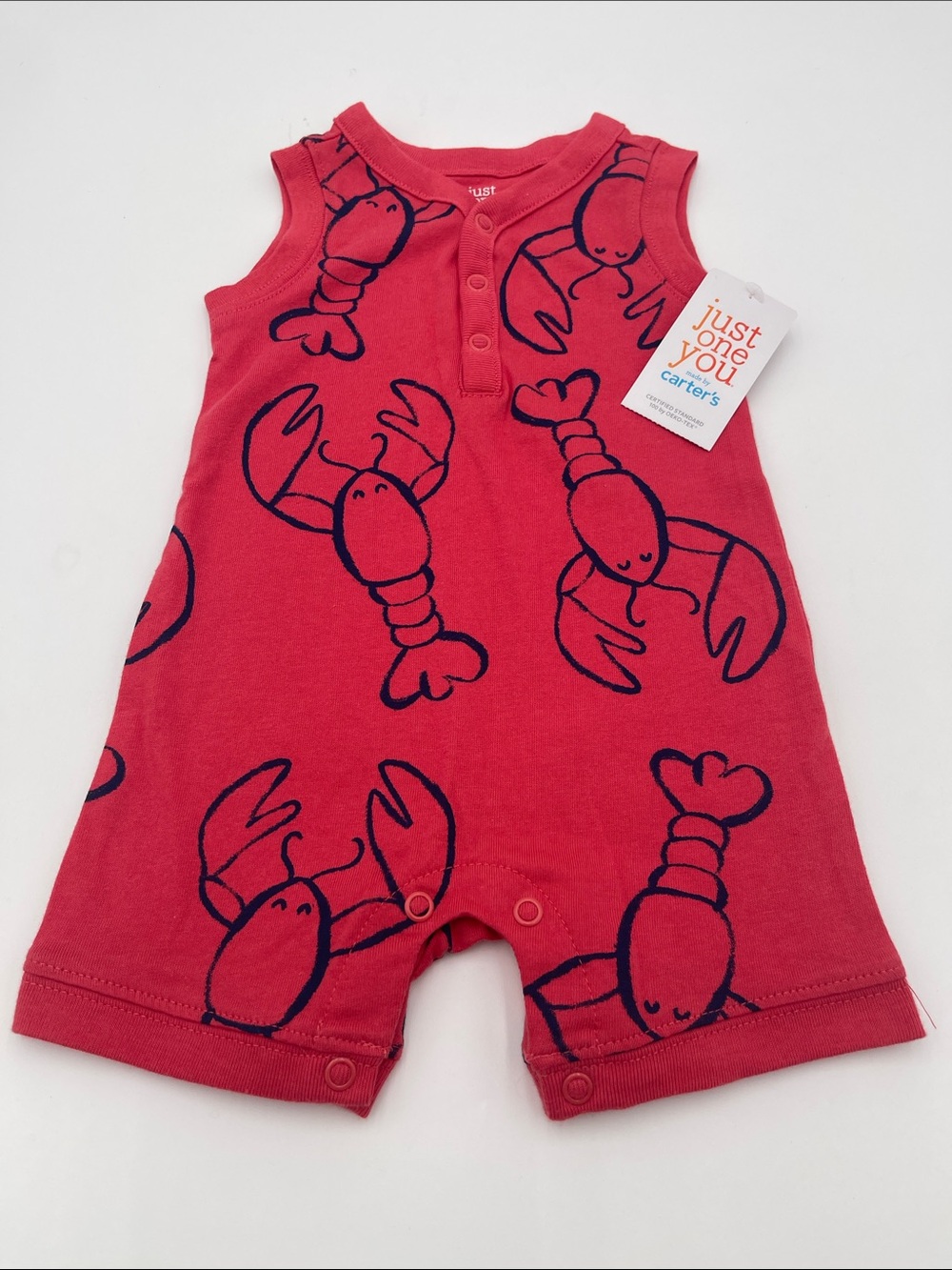 Carter's Coral Red Lobster One-Piece Romper